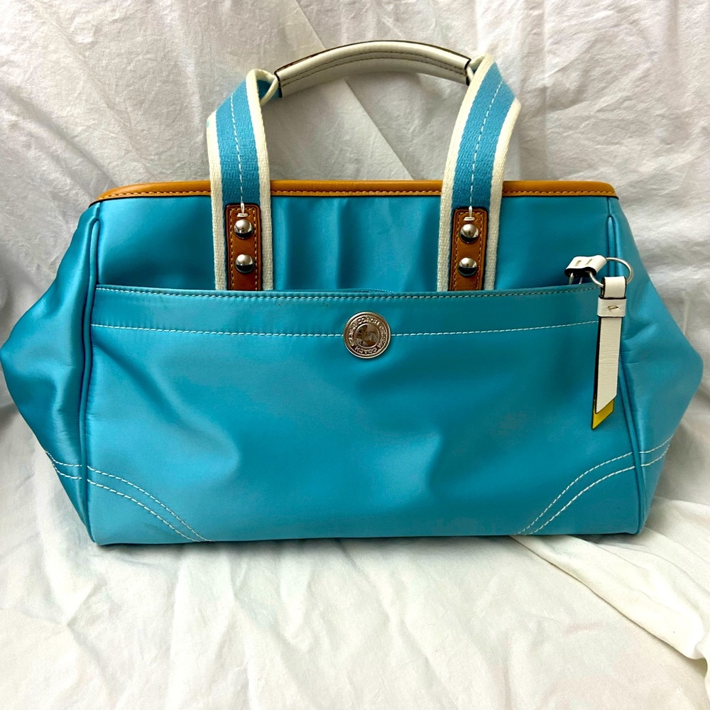 Bright Turquoise blue Coach bag